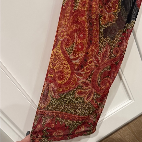 INC Boho chic peasant blouse Top Womens L sheer puff sleeves square neckline - Picture 5 of 10